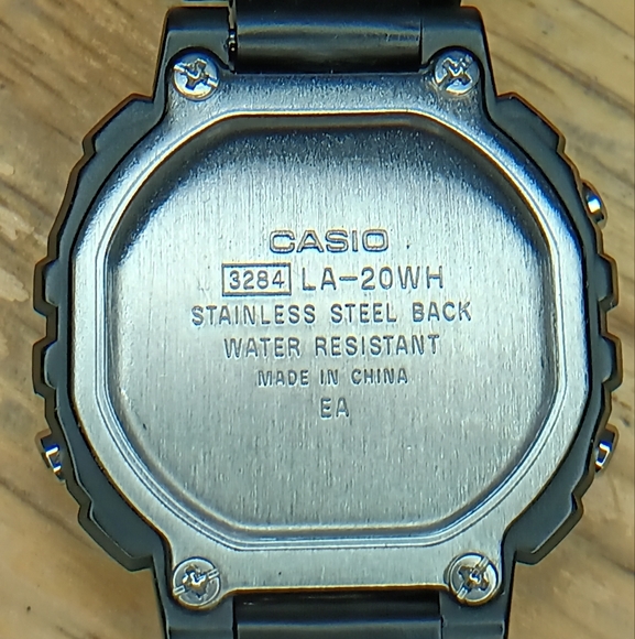 X Ladies Casio digital watch LA-20WH Black resin case SS back, new black Pu - Picture 2 of 12